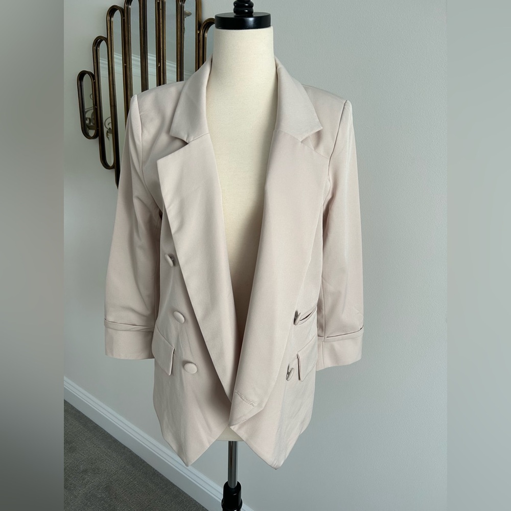 NWT Costa Blanca Light Beige Double-Breasted Blazer Ivory Cream Jacket Large